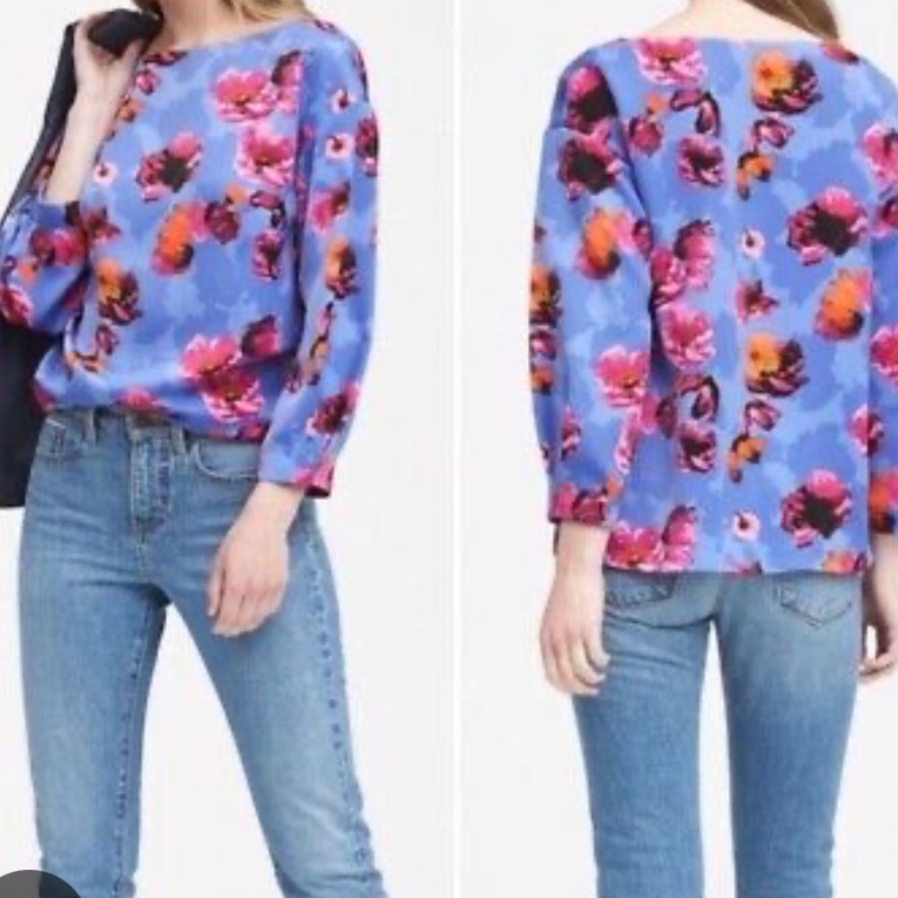 Banana Republic Floral Boat Neck Blouse